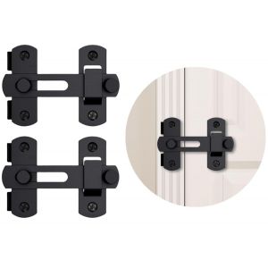 2 Pcs 3 pouces en Acier Inoxydable Loquet de la Porte, Anti-vol Loquet de la Porte Coulissante, Porte de Grange Pet Cage de Serrure de Porte, Noir - Neuf
