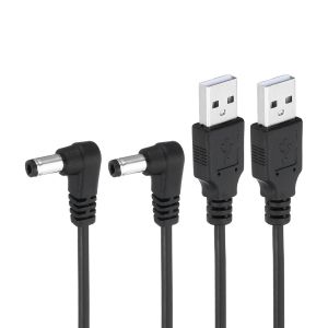 3Ft C&acirc;ble D'Alimentation Usb 2.0 A Type Vers Dc 5,5 X 2,5 Mm, Angle De 90 Degr&eacute;s, 2Pcs Connecteur Adaptateur De Fil, Cordon De Charge Pour Ventilateurs, Lampe, Noir[CAB9166131] - Neuf