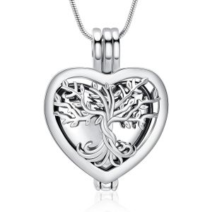 Tianyi-Colliers Urne Fun&eacute;raire En Forme De Coeur Pour Les Cendres Pour Femmes Bijoux Fleur M&eacute;morial Mini Keepsake Cendres Pendentif Creux - Neuf