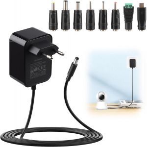 JGD-Adaptateur Secteur 12V 2A Transformateur d'alimentation AC220V 240V vers DC12V Pilote 5.5 * 2.1mm avec 8 Adaptateurs pour Bande Lumineuse, Routeur, TV Box, Cam&eacute;ra, Tablette, Scanner - Neuf