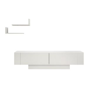 Meuble TV en bois "Matera" - 150 x 31 x 41 cm - Blanc - Neuf