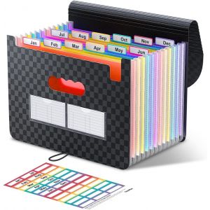 ERYI-Trieur A4, 12 Compartiments Trieur Document, Rangement Papier Administratif, Range Document Avec Intercalaire, Support De Rangement Pour Bureau Avec Couvercle - Bloc Noir - Neuf