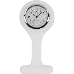 Montre Gousset D'infirmière En Silicone Blanc - Horloge À Quartz En Acier Inoxydable - Montres De Poche - Neuf