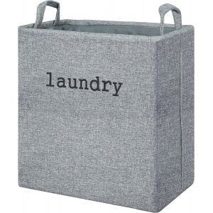 MDY-Belle Vous Panier à Linge Pliable en Tissu - Bac Linge Sale 35 L avec Poignées de Transport - Corbeille Linge Sale Portable pour Chambre, Salle de Bain ou Buanderie - Gris - Neuf