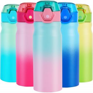 Letnerny-Bouteille D'eau Isotherme En Acier Inoxydable - 550 Ml - Avec Paille - Double Paroi Étanche - Pour Boissons C S Et Froides - Rose Clair - Neuf