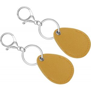 KAL-Porte-Clés En Cuir, Lot De 2 Porte-Clés En Simili Cuir Avec Anneaux Porte-Clés Pour Clés, Cartes D'Identité, Cartes-Clés, Jaune - Neuf