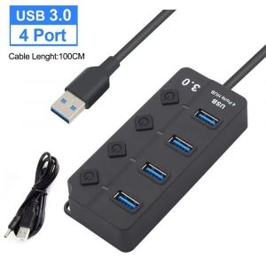 KALPZ-Hub Usb 3.0 Multi Usb Hub 2.0 Répartiteur Hub 100Cm De Long Câble Extenseur Multiple Pour Ordinateur Portable Pc Accessoires Adaptateur,,4 Port Hub - Neuf