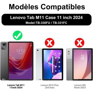 Coque Clavier Pour Lenovo Tab M11 11 Pouces, Azerty Français Housse Clavier Bluetooth Magnétique Détachable Avec Porte Crayon Pour Tablette Lenovo Tab M11 11"" 2024 (Tb330fu/Tb330xu), Violet - Neuf