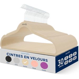 Cintres - Cintres en Velours Antid&eacute;rapants - Porte-V&ecirc;tement Fins et Robustes - avec Crochet en M&eacute;tal Pivotant &agrave; 360&deg; - Supportant jusqu'&agrave; 4,5 kg pour Vestes, Pantalons et Robes - Lot de 30 - Neuf