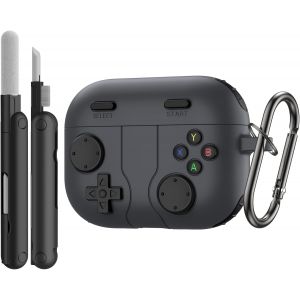 LORANKA-&Eacute;tui pour AirPods Pro 3 (2025), Design Console de Jeu, Coque de Protection Antichoc en Silicone Souple pour Apple AirPod Pro 3e G&eacute;n&eacute;ration, avec Porte-cl&eacute;s et Kit de Nettoyage, Noir - Neuf