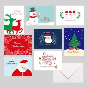 Checarzhn--No1-Eastor Lot De 24 Cartes De Noël Avec Enveloppes Et Autocollants - Cartes Pliantes - Cartes De V?ux Vierges - Cartes Postales De Noël Pour La Famille, Les Amis, Les Clients, Joyeux Noël - Neuf