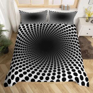Housse De Couette Géométrique Double Taille Illusion D'optique Ensemble De Literie Pour Enfants Garçons Adolescents Hommes Housse De Couette Cercle Géométrique Moderne - Neuf