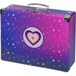 nzqaf-Valise pour enfants pour jouets et fournitures scolaires, valise en carton, valise à jouets, valise de jeu, valise pliable pour enfant, valise pliante avec poignée en métal, cheval c?ur - Neuf
