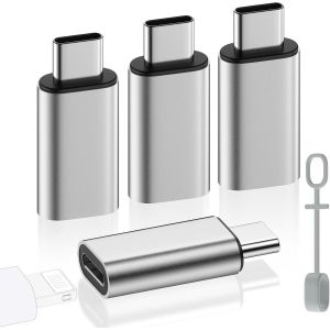 KALANKA-Adaptateur Lightning vers USB C Lot de 4, Adaptateur Lightning USB C pour iPhone 15/16 Pro/16 Pro Max/16 Plus, iPad Pro/Air, Galaxy S24, pour Charge, Pas pour Audio/OTG, Argent - Neuf