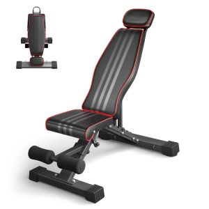 Banc De Musculation R&eacute;glable Et Pliable &ndash; 10 Positions Dossier & Si&egrave;ge Ajustable, Charge 300 Kg, Banc Fitness Gain De Place Pour Entra&icirc;nement Complet &Agrave; Domicile - Neuf