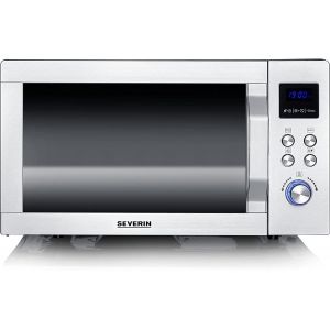 NouvelHorizonstore-SEVERIN Four &agrave; micro-ondes 25 L, 2 050 W, Four micro-onde gril et chaleur tournante puls&eacute;e, Micro-onde 10 niveaux de puissance, Fond plat en c&eacute;ramique, Inox, MW 7777 - Neuf