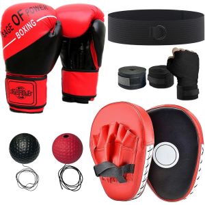 Gants D'entra&icirc;nement De Boxe, Gants De Boxe Enfant Avec Balle R&eacute;flexe Et Bandage De Boxe, Patte D'ours Boxe Junior Boxing Mitaines De Punch Kit De Boxe Pour Enfants Pour Mma, Muay Thai, Taekwondo - Neuf