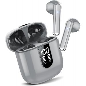 LORANKA-Casque Bluetooth, &Eacute;couteurs 5.4 avec St&eacute;r&eacute;o HiFi Immersif, Mini Int&eacute;gr&eacute; 4 HD Mic, Casque Bluetooth IP7 Imperm&eacute;ables, Confort Casque sans Fil avec LED 30 Heures, Gris (2025) - Neuf