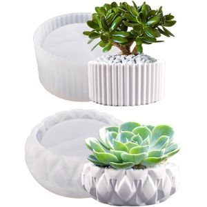 Moules En R&eacute;sine Pour Pot De Fleurs En Silicone,2pcs Bo&icirc;te De Moules En R&eacute;sine Moule En Silicone Plante Pot Fleurs &Eacute;poxy Motif Feuilles Succulentes De Savon Pot De Fleur Porte Stylo Bougeoir - Neuf