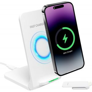 KALANKA-15W Chargeur Induction sans Fil Pliable Compatible iPhone 17-11 Pro Max, Compatible Samsung Galaxy S25 Ultra/S25, pour Xiaomi 12,wei Mate 60 Pro, Chargeur sans Fil avec Adaptateur USB C - Neuf
