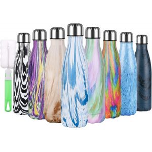 Eryi-Bouteille Isotherme, 500 Ml Bouteille D'eau En Acier Inoxydable, Isolant Sous Vide À Double Paroi, Bouteilles Chaudes/Froides Sans Bpa Et Écologique, Avec 1 Porte-Gobelet Et 1 Brosse - Neuf