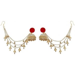 Kal-Bollywood Jhumkas Boucles D¿Oreilles Goutte Pour Les Femmes Cloche Perlée Mariée Boucle D¿Oreille Indienne Pendre Gland Chaîne En Plaques Gitane Ethnique Traditionnel Mariage Accessoires Bijoux - Neuf