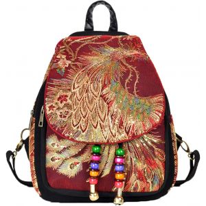 ChenQuanSarl-Sac &Agrave; Dos Vintage Brod&eacute; Pour Femmes Ethniques Paon Paon Sac &Agrave; Dos Sac &Agrave; Dos En Toile De Voyage - Neuf