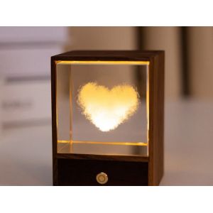Lampe De Table Led 3d En Forme De Coeur - Couleur R&eacute;glable, Commande Tactile, Rechargeable, D&eacute;coration D'int&eacute;rieur, Id&eacute;e Cadeau - Neuf