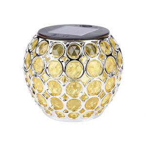 Lanterne solaire r&eacute;tro creuse en mosa&iuml;que, boule lumineuse - Jaune, pour jardin, pelouse, terrasse et usage ext&eacute;rieur - Neuf