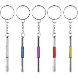 KAL-Lot De 5 Tournevis 4 En 1 Pour Lunettes, Mini Tournevis Pour Lunettes, Porte-Clés Pour Kit De Réparation De Lunettes, Kit D'Outils Portables Pour Lunettes De Soleil, Bijoux Et Montres - Neuf