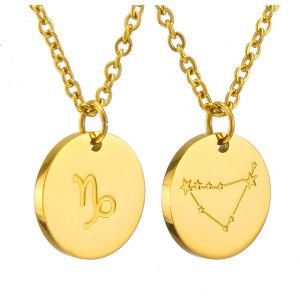 Kal-Zodiac Chain - Collier Pendentif Zodiaque Or/Argent/Or Rose I Collier Zodiaque Acier Inoxydable Femme, Collier Acier Inoxydable Femme - Neuf