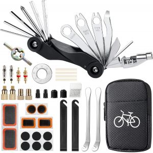 Letnerny-Kit Reparation Velo, 37 Pièces Trousse D'outils De Vélo, Kit Réparation Pneu Velo, Rustine Velo, Accessoire Velo, 17 En 1 Multifonction Vélo Réparation Outil, Kit Crevaison Velo Pour Vtt, Ro - Neuf