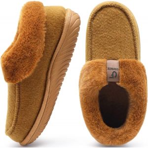 Utigh-Chausson Femme Hiver Chaud Feutre Pantoufles Peluche Fourrure Doublure Fermé Charentaise Confort Mousse À Mémoire De Forme Slippers Antidérapant Semelle - Neuf