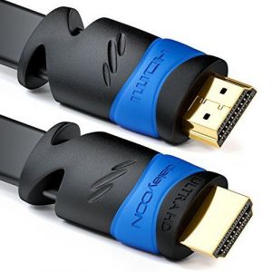 7.5 m Flat HDMI Cable-Compatible with HDMI 2.0/1.4-UHD 4K HDR 3D 1080p 2160p ARC-High Speed with Ethernet-Black - Neuf