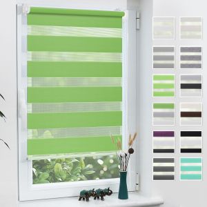 Store Enrouleur Jour Nuit De Double Tissu, Store Jour Et Nuit Sans Per&ccedil;age, Accessoires D'installation Inclus Pour Fen&ecirc;tre Ou Porte, 50l X 120l Cm, Vert - Neuf