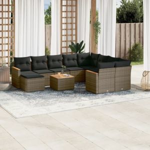 Prolenta Premium - Salon De Jardin 11 Pcs Avec Coussins Gris R&eacute;sine Tress&eacute;e - Neuf