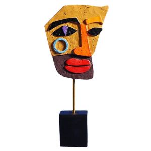 Moderne abstrait masque sculpture maison statue résine figure ornements,B - Neuf