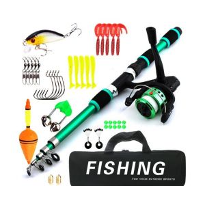 Ensemble De P&ecirc;che T&eacute;lescopique Pour Enfants - Ensemble Canne Et Moulinet En Fibre De Carbone Durable Avec Bo&icirc;te &Agrave; App&acirc;ts, Parfait Pour Les Jeunes P&ecirc;cheurs En Aventures En Plein Air ! - Neuf