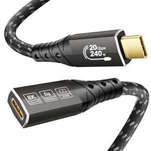 JGD-20Gbps Rallonge USB C 1m (Rallonge USBC 3.2, vid&eacute;o 8K@30Hz, 4K@60Hz/ 144Hz, PD3.1 240W 48V/5A), Cable Extension USB C pour Thunderbolt 4, iPhone 16, hub, MacBook, chargeur MagSafe, SSD, Switch - Neuf