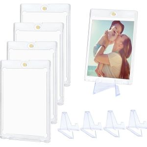 Mdy-Lot De 10 Pochettes Magnétiques Pour Cartes À Collectionner Avec Support, 10 Pochettes Magnétiques Et Pieds De Support 35pt Pour Cartes À Collectionner - Neuf