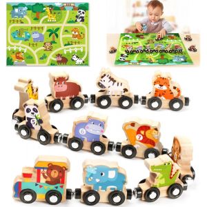 Toy for 2 years,Montessori Games 1 2 3 years old gift girl boy activity child 2-3-4 years wooden toy magnetic train farm animals educational game baby toys 1 year old fine motor skills gift idea - Neuf