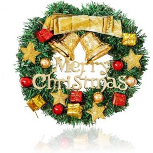 Pc 30cm Couronne D&eacute;corative de No&euml;l Couronne de fleurs, Vert sapin de No&euml;l Artificiel Guirlande de Clochettes, pour la D&eacute;coration de la Maison, de D&eacute;coration de No&euml;l - Neuf