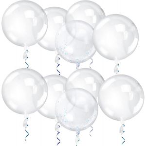 CAUC-10 Pi&egrave;ces Ballons Transparents &agrave; Bulles, Ballons Bobo de F&ecirc;te R&eacute;utilisables, Peut &ecirc;tre rempli de confettis, d'h&eacute;lium, LED, pour D&eacute;coration de F&ecirc;te d Anniversaire de Mariage No&euml;l,24 pouces/50cm - Neuf