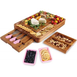 Set De Plateau Ap&eacute;ritif En Bois Massif Avec Tiroirs - Neuf