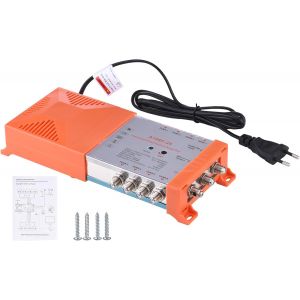MEVRONISSHOP-Amplificateur de Distribution 8 Voies pour signaux TV et Radio terrestres - Syst&egrave;me MATV/Satellite d'int&eacute;rieur avec Boucle IRS, Gain de 20 DB, Filtre 4G - Neuf