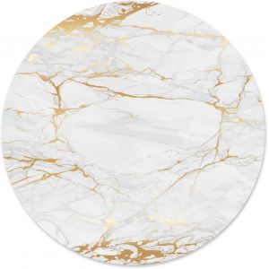 KALANKA-Tapis de Souris Aspect marbré I Ø 22 cm Rond I Tapis de Souris Taille Standard, antidérapant I uni Moderne I Aspect Pierre Granit Gris Blanc Or I dv611 - Neuf
