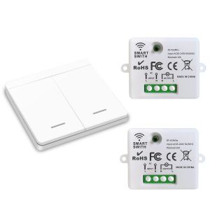 Interrupteur d'éclairage sans fil,interrupteur de sécurité de l'émetteur RF et contrôleur de récepteur 10A,installation facile pour lampe jusqu'à 1500W.[H3] - Neuf