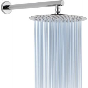 Pommeau de Douche &agrave; Effet Pluie avec Bras d'Extension, Pommeaux de Douche &agrave; Effet Pluie en Acier Inoxydable, Pommeau de Douche Rond &agrave; Haut D&eacute;bit (Pomme de Douche 25cm, Bras de Douche 38cm) - Neuf