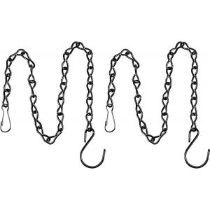ASFASFq-2 Pièces 24 Cm Chaînes À Suspendre Chaine en Acier Métal avec Crochet Et Clips pour Suspension Plantes, Jardinières, Lanternes, Carillons Éoliens, Tableaux Noirs Extérieu Et Plus (Noir) - Neuf