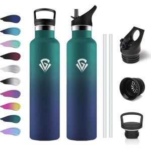 Gourde Isotherme 500ml, Bouteille Isotherme Double Paroi, Gourde Inox Aver Paille, Sans Bpa, &Eacute;tanche & , Bouteille Isotherme Pour Enfant, Sport De Plein Air, L'&eacute;cole, Bureau, Ext&eacute;rieur - Neuf